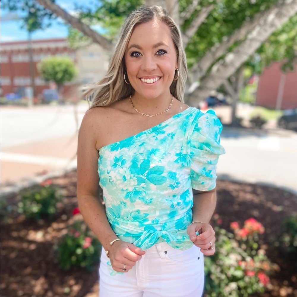 Aqua Watercolor Top